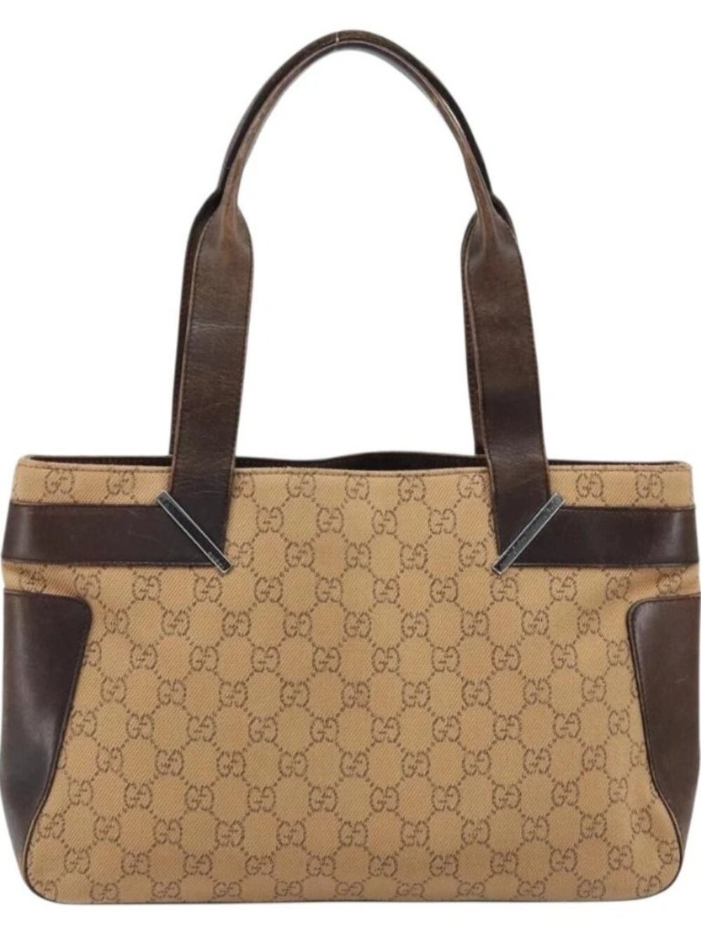 GUCCI GG Canvas Tote Bag Beige Silver 73983 Auth ka3180 - Picture 4 of 16